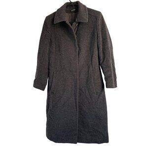 Vintage Italy Long Gray Coat Wool Womens Size 4 8935